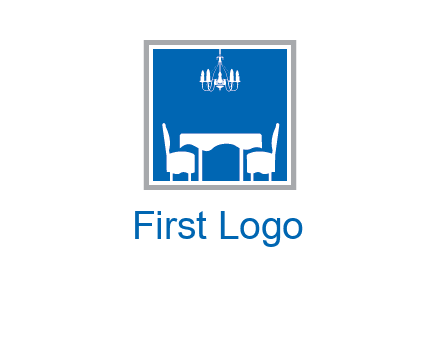 chair and table inside the square logo