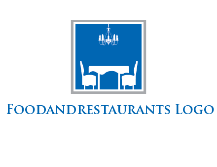 chair and table inside the square logo