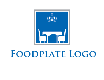 chair and table inside the square logo
