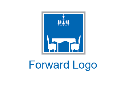 chair and table inside the square logo