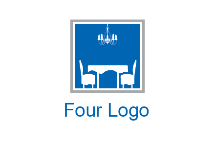 chair and table inside the square logo