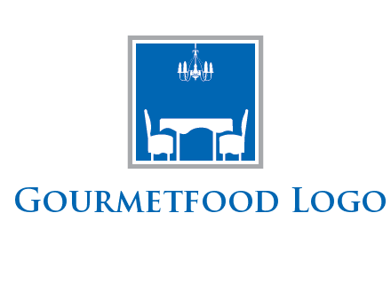 chair and table inside the square logo