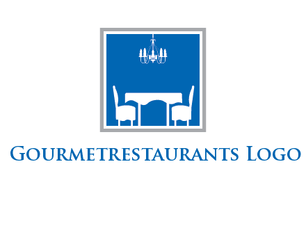 chair and table inside the square logo