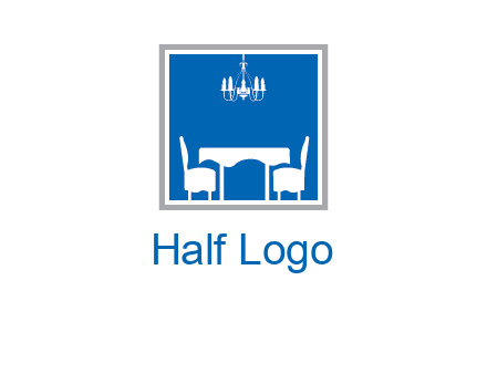 chair and table inside the square logo