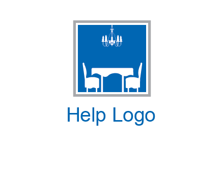 chair and table inside the square logo