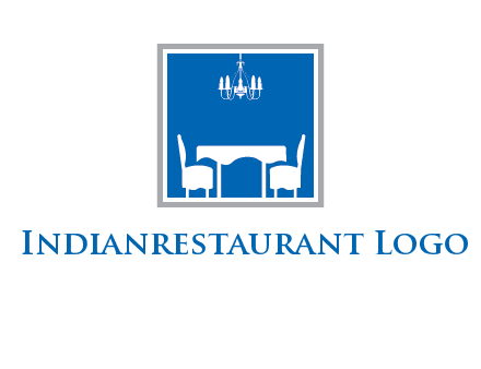chair and table inside the square logo