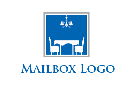 chair and table inside the square logo