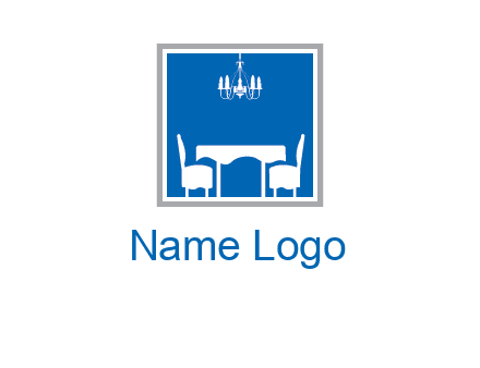 chair and table inside the square logo
