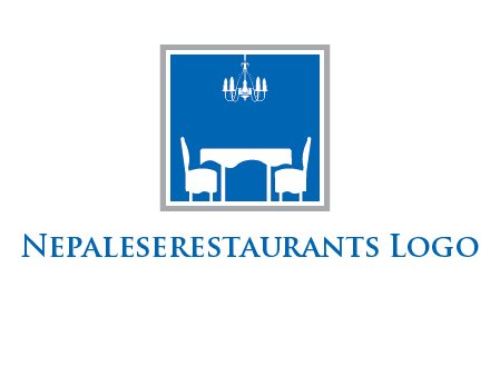 chair and table inside the square logo