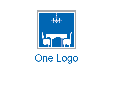 chair and table inside the square logo