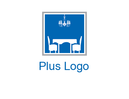 chair and table inside the square logo