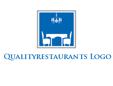 chair and table inside the square logo