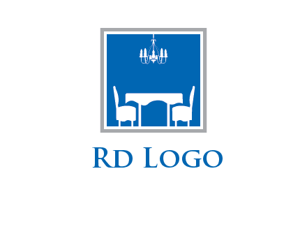 chair and table inside the square logo