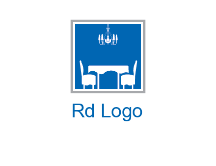 chair and table inside the square logo