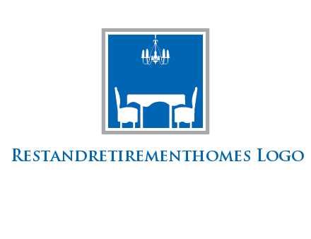 chair and table inside the square logo