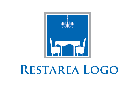chair and table inside the square logo