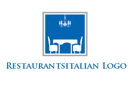 chair and table inside the square logo