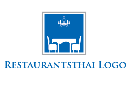 chair and table inside the square logo