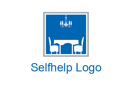 chair and table inside the square logo