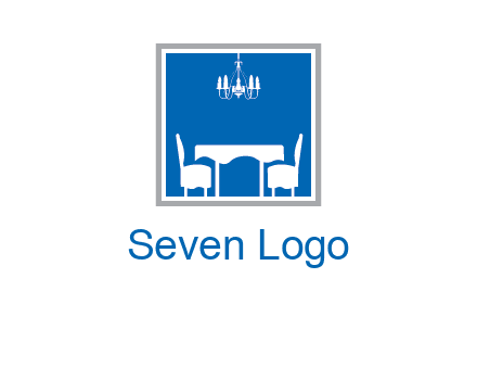 chair and table inside the square logo