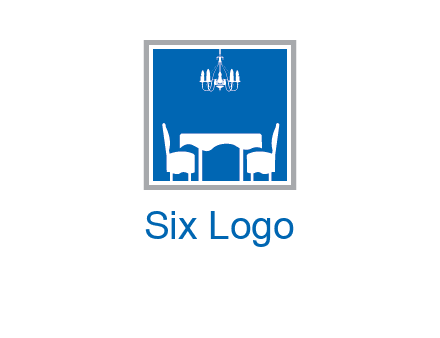 chair and table inside the square logo