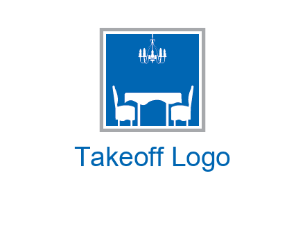 chair and table inside the square logo