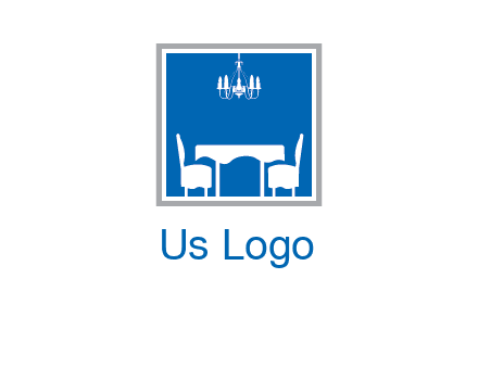 chair and table inside the square logo