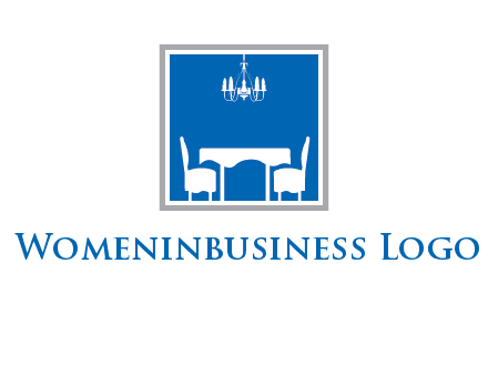 chair and table inside the square logo