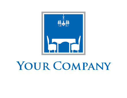chair and table inside the square logo
