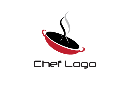food is being cooked in a frying pan logo