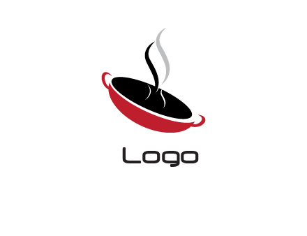 food is being cooked in a frying pan logo