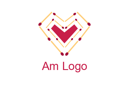 match stick creating heart shape logo