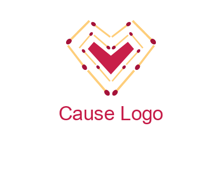 match stick creating heart shape logo