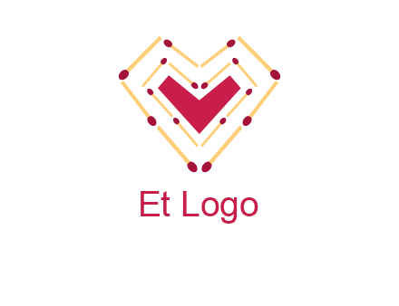 match stick creating heart shape logo