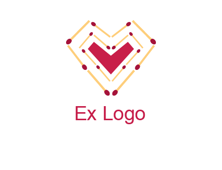 match stick creating heart shape logo