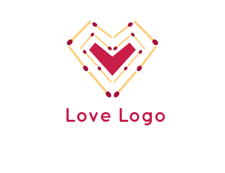match stick creating heart shape logo