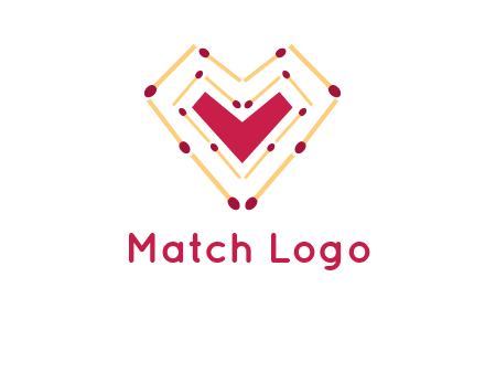match stick creating heart shape logo