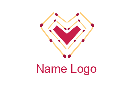 match stick creating heart shape logo