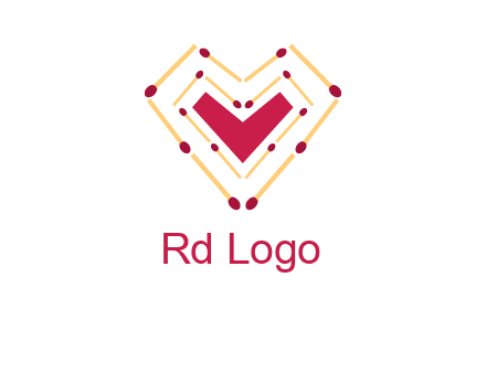 match stick creating heart shape logo