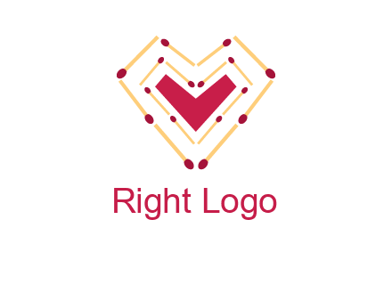 match stick creating heart shape logo