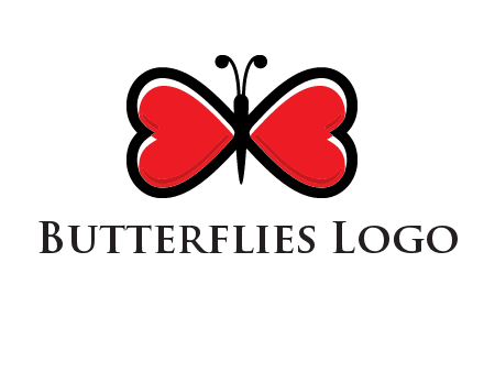 butterfly made of heart wings logo