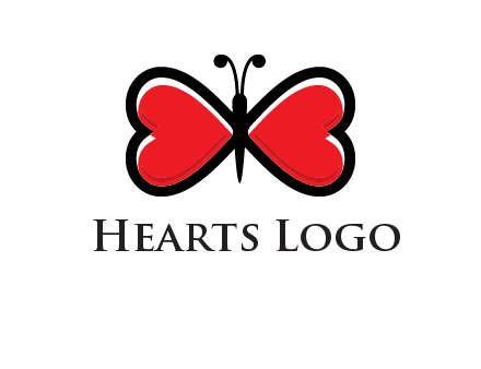 butterfly made of heart wings logo
