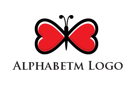 butterfly made of heart wings logo