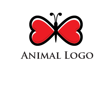 butterfly made of heart wings logo