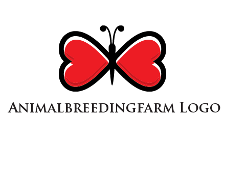 butterfly made of heart wings logo