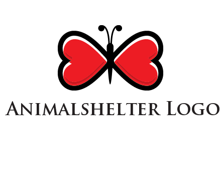 butterfly made of heart wings logo
