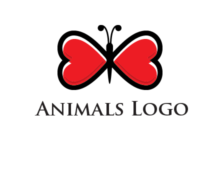 butterfly made of heart wings logo