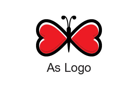 butterfly made of heart wings logo