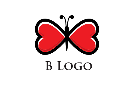 butterfly made of heart wings logo