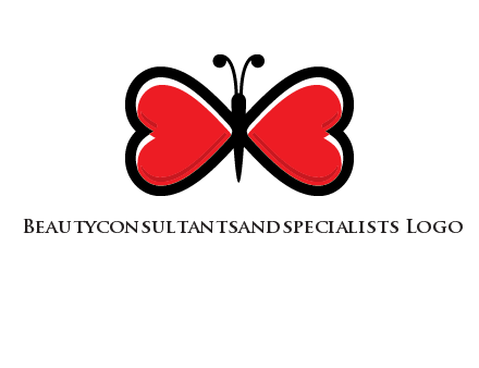 butterfly made of heart wings logo